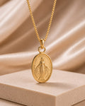 18K Gold Miraculous Virgin Pendant Necklace